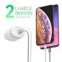 USB Wall Charger by TalkWorks | 27W/5.4A Power Delivery (PD) | Dual USB (Type C & USB-A) 5ft Lightning Cable | Apple MFI Certified For iPhone XS / XS Max / XR / X / 8 / 7 / 6 / SE / 5 / iPad - White