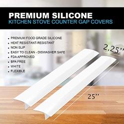 Kitchen Silicone Stove Counter Gap Cover, Easy Clean Heat Resistant Wide & Long Gap Filler, Seals Spills Between Counter, Stovetop, Oven, Washer & Dryer, Set of 2 (25 Inches, semi-clear)