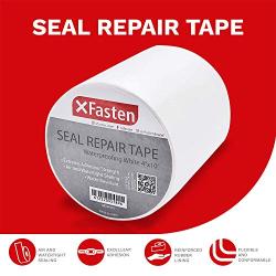 XFasten Waterproof Patch and Seal Tape, White, 4 Inches x 10 Feet, Water Barrier Tape for Stop Leak Repair on Pipes, Chimney, Roof, Boat, and HVAC