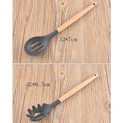 SKYyao Kitchen utensil set Wooden Handle Silicone Kitchen utensils 6 piece set non stick spatula scraping spoon kitchen tools cooking kitchenware silicone + beech wood