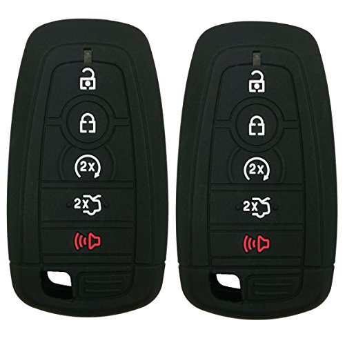 2Pcs Coolbestda Rubber 5buttons Smart Key Fob Full Protector Remote Skin Cover Case Keyless Jacket for 2017 Ford Fusion F250 F350 F450 F550 2018 Edge Explorer