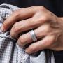 ThunderFit Mens Silicone Rings 7 Rings / 4 Rings / 1 Ring - Brushed Top Beveled Edges Rubber Wedding Bands 6.35mm Wide - 2mm Thick