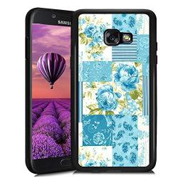 Samsung Galaxy A5 2017 Case, Blue Flower Shock-Absorption TPU Rubber Bumper Samsung Galaxy A5 2017 Case, Ultra Thin Slim Protective Cover for Samsung Galaxy A5 2017-Black