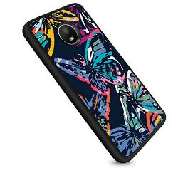 Moto E4 Case,Flexible Soft TPU Cover Shell,Slim Silicone Black Rubber Non-Slip Durable Design Protective Phone Case for Moto E4 -Butterfly