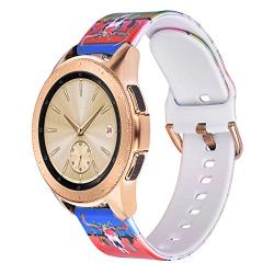 VIGOSS Flower Cow Band Compatible Galaxy Watch 42mm Bands Active 40mm Band Women 20mm Width Silicone Skull Strap Replacement Wristband for Samsung Galaxy Watch 42mm SM-R810 Smartwatch