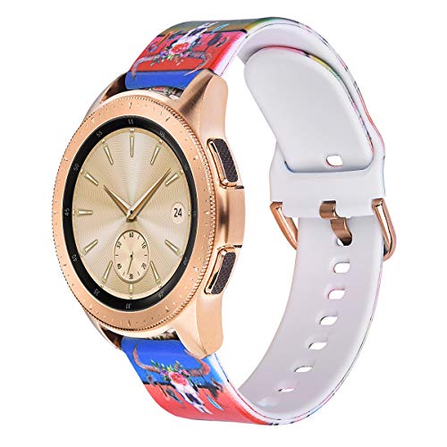 VIGOSS Flower Cow Band Compatible Galaxy Watch 42mm Bands Active 40mm Band Women 20mm Width Silicone Skull Strap Replacement Wristband for Samsung Galaxy Watch 42mm SM-R810 Smartwatch