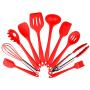 AMLINKER Silicone Heat Resistant Kitchen Cooking Utensil 10 Piece Cooking Set Non-Stick Kitchen Tools (Red)