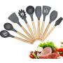 Kitchen tool wooden handle 11 piece set Kitchenware silicone nonstick set Cooking shovel spoon tool
