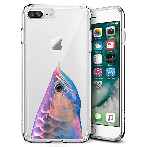 iPhone 7 8 Case, Soft TPU Slim-Fit Flexible Ultra-Thin Clear Case, Full-Body Rugged Bumper Print Arowana Case for iPhone 7 8, Transparent