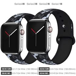 EXCHAR Compatible with Apple Watch Band 40mm 38mm 44mm 42mm Fadeless Pattern Printed Floral Bands Silicone Replacement Band for iWatch Series 5 Series 4/3/2/1 for Women Men