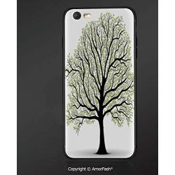 Case Compatible with iPhone 6/6S Ultra Slim Protective TPU Cover,Anti-Scratch Back,Tree of Life,Big Old Lush Tree with Lot of Leaves and Branches Nature Trust Home Artprint Decorative,Black White Gree