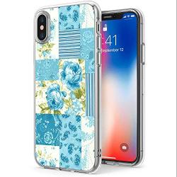 iPhone Xs iPhone X Case, Blue Flower Shock-Absorption TPU Rubber Bumper iPhone Xs iPhone X Case, Ultra Thin Slim Protective Cover for iPhone Xs iPhone X-Clear