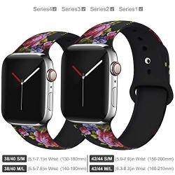 EXCHAR Compatible with Apple Watch Band 40mm 38mm 44mm 42mm Fadeless Pattern Printed Floral Bands Silicone Replacement Band for iWatch Series 5 Series 4/3/2/1 for Women Men