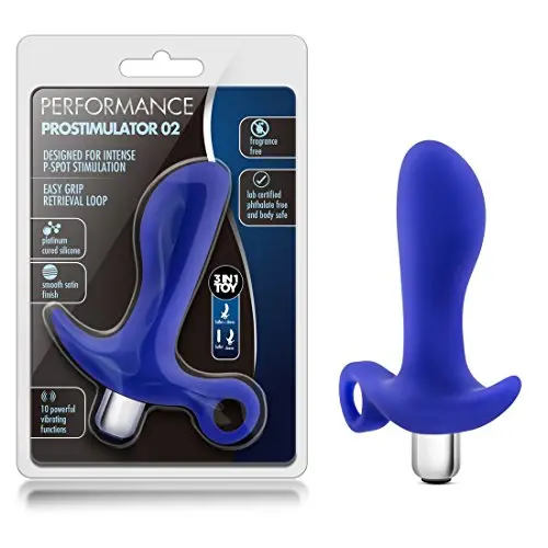 10 Vibrating Functions Powerful Vibrating P Spot Stimulator - Smooth Prostate Massager - Platinum Silicone Anal Sex Toy - Waterproof - Sex Toy for Men (Indigo)