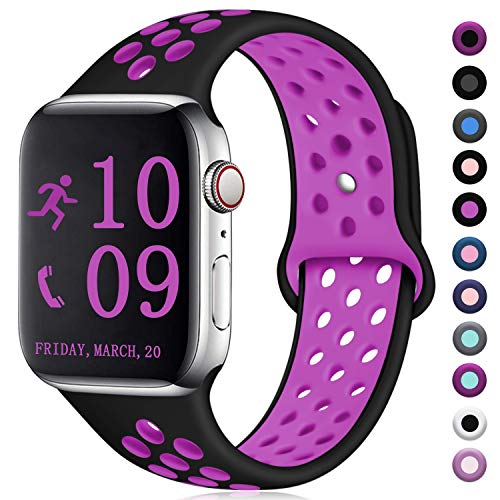 Zekapu Compatible with Apple Watch Band 40mm 44mm 42mm 38mm, Breathable Silicone Sport Replacement Wrist Band Compatible for iWatch/Apple Watch Series 5/4/3/2/1