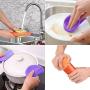 Dearjana 5 Pcs Fruit Vegetable Cleaner Kitchen Sponges, Food-Grade Silicone Dishwashing Scrubber Multi-Purpose Cleaning Brushes for Washing Glass Pot Pan Bowl