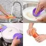 Dearjana 5 Pcs Fruit Vegetable Cleaner Kitchen Sponges, Food-Grade Silicone Dishwashing Scrubber Multi-Purpose Cleaning Brushes for Washing Glass Pot Pan Bowl