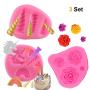 Unicorn Molds Silicone Qingo Mini Unicorn Horn Ears Flower And Cupcake Topper Fondant Chocolate Unicorn Cake Mold Set For Baby Birthday Party (3Pcs)