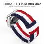 MoKo Compatible for Apple Watch Band, Fine Woven Nylon Adjustable Replacement Band Sport Strap Fit iWatch 42mm 44mm Series 5/4/3/2/1, Blue & White & Red (Not fit 38mm 40mm Versions)