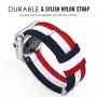 MoKo Compatible for Apple Watch Band, Fine Woven Nylon Adjustable Replacement Band Sport Strap Fit iWatch 42mm 44mm Series 5/4/3/2/1, Blue & White & Red (Not fit 38mm 40mm Versions)