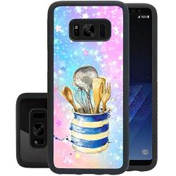Samsung Galaxy S8 Case with Kitchenware Pattern Whimsical Design Bumper Black Soft TPU and PC Protection Anti-Slippery &Fingerprint Case for Samsung Galaxy S8