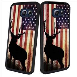 Samsung Galaxy S6 Case with American Flag Pattern Whimsical Design Bumper Black Soft TPU and PC Protection Anti-Slippery &Fingerprint Case for Samsung Galaxy S6