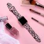 KOLEK Floral Bands Compatible with Apple Watch 42mm 44mm, Silicone Cheetah Printed Replacement Bands for iWatch Series 4 3 2 1, Pink Leopard, M, L