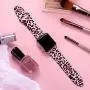KOLEK Floral Bands Compatible with Apple Watch 42mm 44mm, Silicone Cheetah Printed Replacement Bands for iWatch Series 4 3 2 1, Pink Leopard, M, L