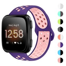 NANW Bands Compatible with Fitbit Versa/Versa 2/Versa Lite Small Large,Soft Silicone Replacement Band for Versa/Versa 2,Air Hole Wristband Strap for Women Men