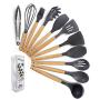 Kitchen Utensil Set Silicone Cooking Utensils 11Piece - Cooking Utensils Set with Bamboo Wood Handles for Nonstick Cookware,BPA Free, Non Toxic Turner Tongs Spatula Spoon Set.-Chefs Hand