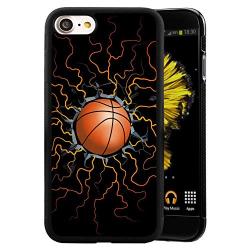 iPhone 7 8 Case with Basketball Fire Pattern Whimsical Design Bumper Black Soft TPU and PC Protection Anti-Slippery &Fingerprint Case for iPhone 7 8
