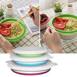 Silicone Collapsible Travel Bowls, Space Saving Food Storage Container for Camping Food Water Feeding