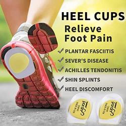 Plantar Fasciitis Heel Cup【PORON - Made in USA】 Silicone Gel Heel Cup Pads for Long Time Standing, Walking, Heel Pain, Running, Heel Spur, Foot Pain - Men & Women (Yellow, S size: W 4.5-8.5 / M 6-9)