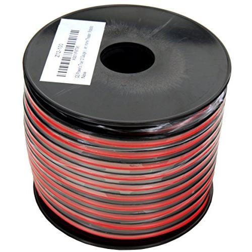 GS Power 12 AWG (American Wire Gauge) 100 Feet Flexible Stranded Oxygen Free Copper Red/Black 2 Conductor Bonded Zip Cord for Car Audio Amplifier 12V Automotive Dash Harness LED Light Wiring