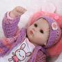 Nicery Reborn Baby Doll Soft Simulation Silicone Vinyl Cloth Body 18inch 45cm Magnetic Mouth Lifelike Vivid Boy Girl Toy for Ages 3+ Red Pillow Eyes Open 45C021O