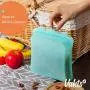 VAKTS Premium Silicone Reusable Food Bag - Larger 5 cup capacity Zip Top storage bags for Sandwiches, Meat, Fish, Sous Vide, Liquid, Snack, School Lunch, Fruit, Freezer. Easy Open and Close. Aqua Blue