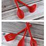Silicone Kitchenware Set 5PCS Red Silicone Kitchen Tool Soup Spoon Spatula Key Spoon Ladle Salad More