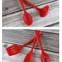 Silicone Kitchenware Set 5PCS Red Silicone Kitchen Tool Soup Spoon Spatula Key Spoon Ladle Salad More