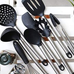 Cooking Tool Sets - 8 Piece Utensil Set Stainless Steel And Black Silicone Modern Nonstick Utensils Cooking - Sets Tool Cooking Cooking Tool Sets Kitchen Spatula Cook Stainless Steel Utensil Sil