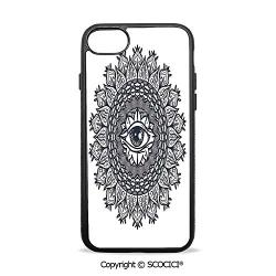 SCOCICI Non-Slip Drop Protection Smart Cell Phone Case Vintage Circular Occult Pattern Knowledge of The Hidden Third Eye Providence Symbol Compatible with iPhone 7