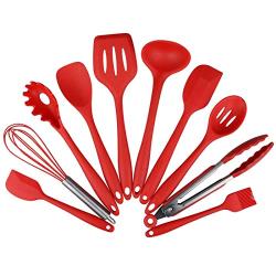 Cooking Tool Sets - 10pcs Set Non Stick Ware Silicone Heat Resistant Cooking Utensils Baking Sets Red Black - Cooking Tool Sets Cooking Tool Sets Kitchen Ware Cook Kitchenware Silicon Utensil