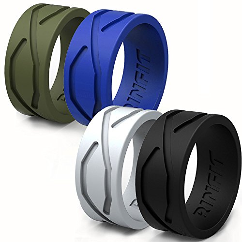Silicone Wedding Ring/Band Men Women 4 5 Rings Pack- Designed Silicone Rubber Rings - Comfortable Durable Wedding Ring Replacement - Matching Sets - U.S Design Patent