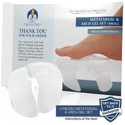 Dr. Fredericks Original Self-Adhesive Metatarsal and Arch Support Insole Gel Pads - 2 Pieces - Generous Ball of Foot Cushions for Arch Support, Plantar Fasciitis & More - Small - W4.5-8 | M6-7