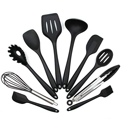 BestDealzToday Cooking Set |Non-Stick Kitchenware Silicone Heat Resistant Kitchen Cooking Utensils Baking Tool Cooking Tool Set (Black)