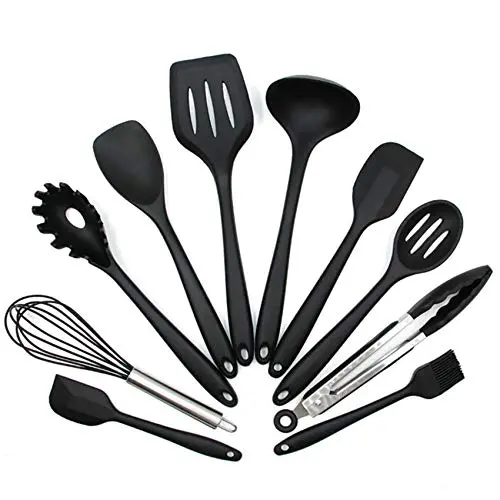 BestDealzToday Cooking Set |Non-Stick Kitchenware Silicone Heat Resistant Kitchen Cooking Utensils Baking Tool Cooking Tool Set (Black)