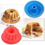 2 Pack Fluted Round Silicone Baking Molds, SENHAI Oven Roasting Non-Stick Bundt Cake Mousse Bread Pan - Red, Blue