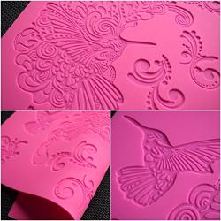 AK ART Kitchenware Hummingbird Design Silicone Cake Mold for Decorating Fondant Cake Craft Lace Mold Cupcake Decorations BLM-27 Pink