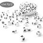 Weekjoey 104PCS Square Silicone Beads English Alphabet Bead Baby Chew 12mm Non-Toxic BPA Free 100% Food Grade Silicone Letter Beads