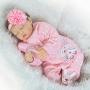 Pinky Realistic 22 Inch 55cm Soft Dolls Vinyl Silicone Handmade Reborn Baby Dolls Real Touch Lifelike Looking Newborn Baby Girl Dolls Cute Child Birthday and Xmas Gift
