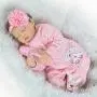 Pinky Realistic 22 Inch 55cm Soft Dolls Vinyl Silicone Handmade Reborn Baby Dolls Real Touch Lifelike Looking Newborn Baby Girl Dolls Cute Child Birthday and Xmas Gift
